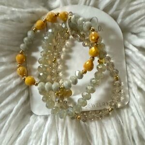 Chic Gold and Yellow Beaded Bracelet Set